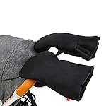 Heiqlay Handwärmer Kinderwagen, Winter Winddicht Lammfell Kinderwagen Handwärmer mit Warme Fleece Futter, Universalgröße Handschuhe Kinderwagen Wasserdicht Handmuff für Buggy Radanhänger(Schwarz)