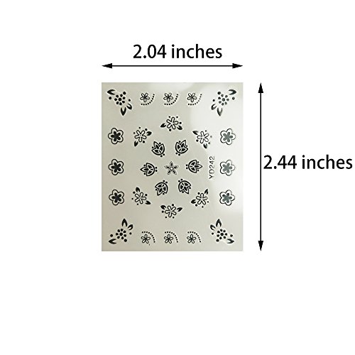 90 Sheets Mixed 3D Mini Nail Art Stickers Black White Colorful Various Patterns Flower Design Decals Self-Adhesive False Sticker For Women Diy Decorations Birthday Party Favor Gift #TOP1