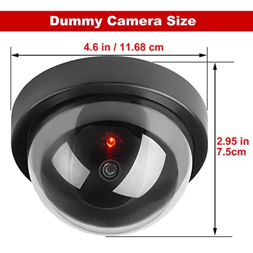 NONMON 4 Pack Dummy Security Dome Cameras with Flashing LED Lights Black