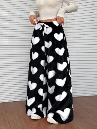 Image of ZAFUL Women's Fuzzy Plush Pajama Pants Wide Leg Pj Bottoms Lounge Pants
