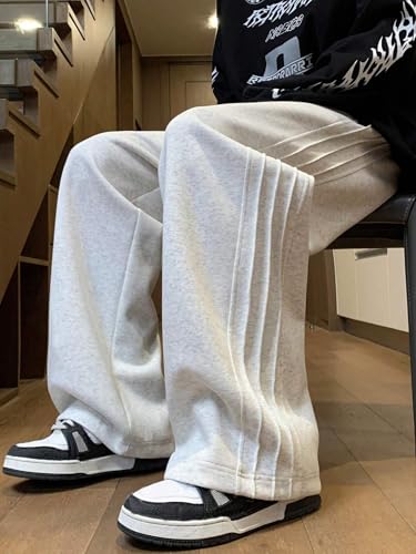 ZAFUL Men's Relaxed Straight Leg Pants Loose Drawstring Pants Solid Color Textured Pants Long Trousers3