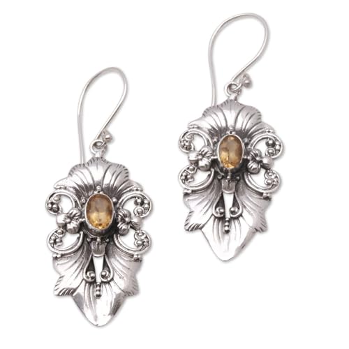 Boucles d'oreilles citrine en argent de style artisanal élégant