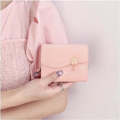 UTO Small Wallet for Women PU Leather Leaf Flower Pendant Card Holder Organizer Zipper Coin Purse2