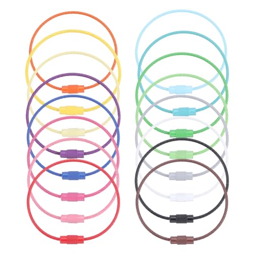 Image of SUNNYCLUE Stainless Steel Loops Wire Keychain Cable Large Key Rings Key Chain for Luggage Tags Key Tags Keyrings Kitchen