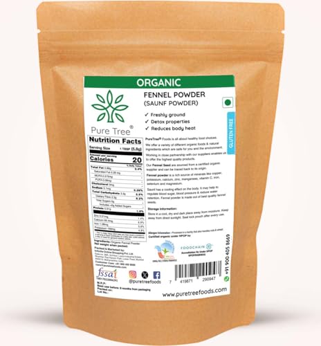 Image of Pure Tree Certified Organic Saunf Powder | 350 g | Fennel Seed Powder | Variyali, Sompu Powder | Gluten Free & Flavourful