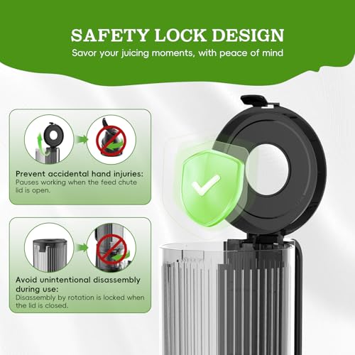 Image of Cold Press Juicer, Wide Feed Chute Juicer Machines, Stainless Steel Slow Masticating Juicers Easy to Clean, Vegetables & Fruits Juice Extractor, High Juice Yield, Black Auger