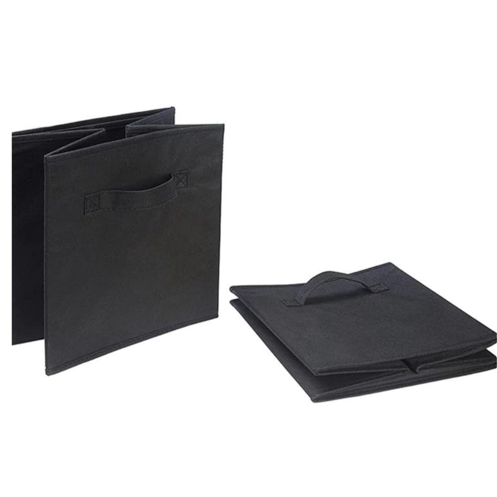 RampSupplies Black Foldable Storage Cubes with Handles, 30cm x 30cm x 30cm,Fabric Storage Boxes - Image 3
