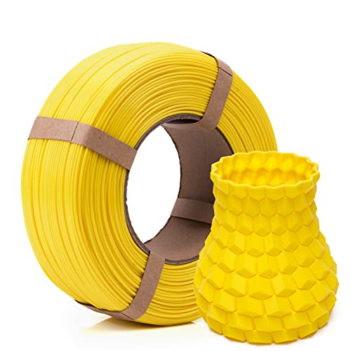 Inland V2 PLA PRO (PLA+) 3D Printer Filament Refill, 1.75mm Spooless Filament, Dimensional Accuracy +/- 0.03mm, 1KG (2.2lbs) Yellow Refill for Inland Reusable Spools, Bambu Lab Compatible