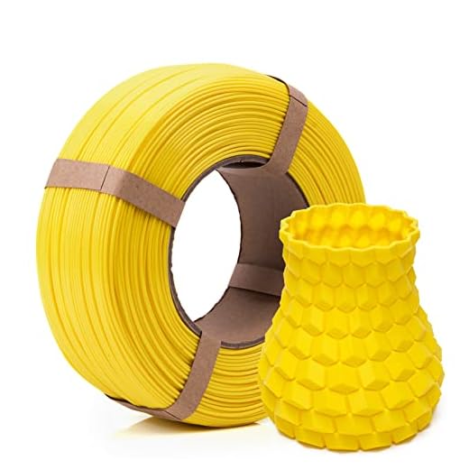 Inland V2 PLA PRO (PLA+) 3D Printer Filament Refill, 1.75mm Spooless Filament, Dimensional Accuracy +/- 0.03mm, 1KG (2.2lbs) Yellow Refill for Inland Reusable Spools, Bambu Lab Compatible