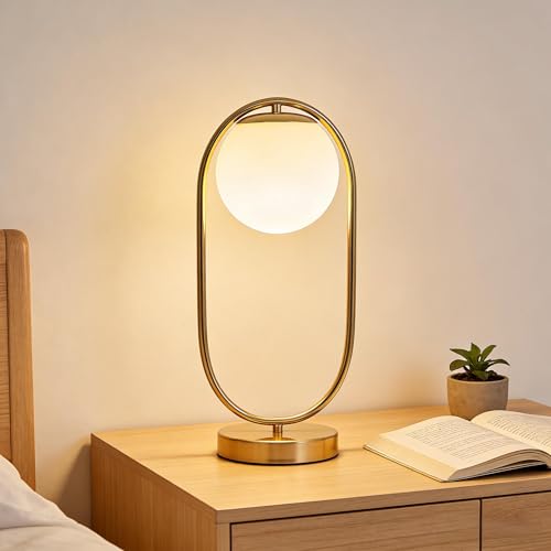 Lámpara de Mesa Moderna con Pantalla de Cristal Blanca miniatura 2