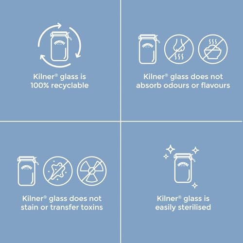 Image of Kilner Premium 4 x 125ML Clip Top Airtight Round Glass Food Storage Jar | Multipurpose BPA Free, Reusable Kitchen Container for Storage for Herbs, Spices