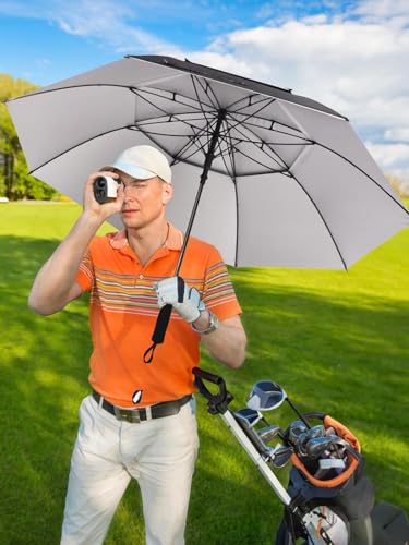 Kalolary 62 Inch UPF 50+ UV Protection Golf Umbrella, Large Automatic Open Double Canopy Vented Windproof Stick Umbrella, Extra Large Umbrella for Adult and Family, Black - Image 7