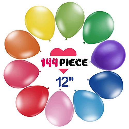 144 Pack Party Balloons, 12 Inch Premium Assorted Balloons, Colorful Thickened Latex Balloon Set, Perfect Decoration for Party, Birthday, Ceremony, Christmas, Wedding