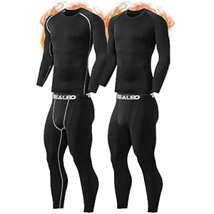 TELALEO Juego de 2 calzoncillos térmicos para hombre, con forro polar, 4 piezas, capa base, pantalones para clima frío de invierno