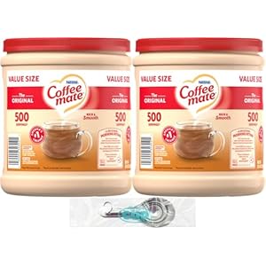 Coffee mate Original Powder Creamer, 35.3 oz Canister (Pack of 2) with By The Cup Stainless Steel Measuring Spoons