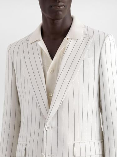 Men's Stripe Tuxedo Coat Two Buttons Blazer Christmas Speech Suit Jacket3