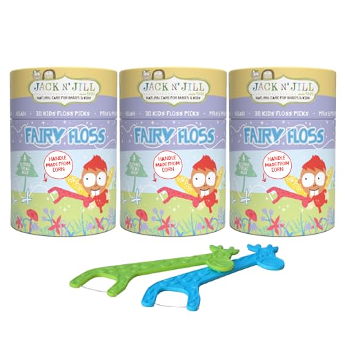 Image of Jack N Jill Fairy Floss Kids Dental Flossers, 30 Flosser Sticks (Pack of 3)