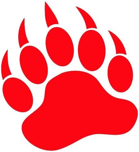 GRIZZLY BEAR PAW PRINT 3.5" RED Vinyl Decal Window Sticker for Laptop, Ipad, Window, Wall, Car, Truck, Motorcycle