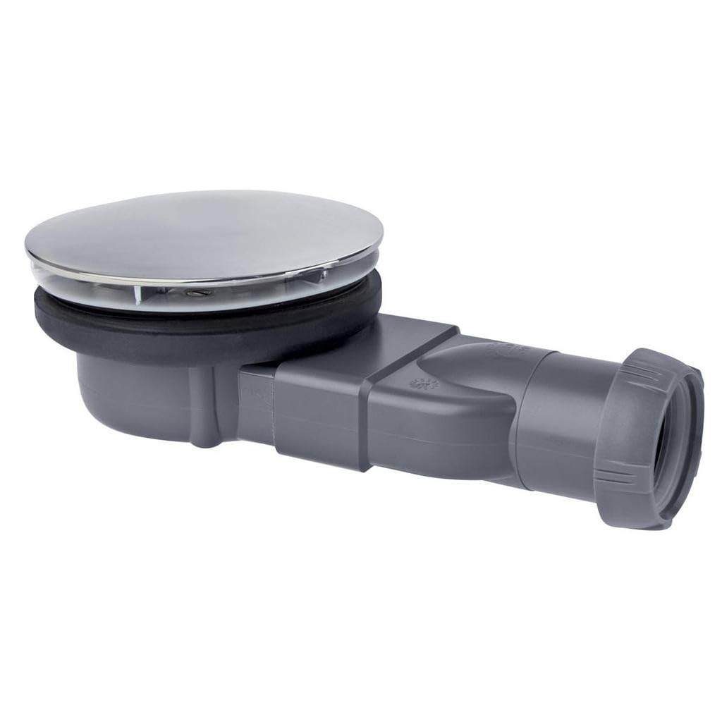 Wirquin 30720269 Bonde de douche à membrane Slim avec dôme en métal pour receveur, gris