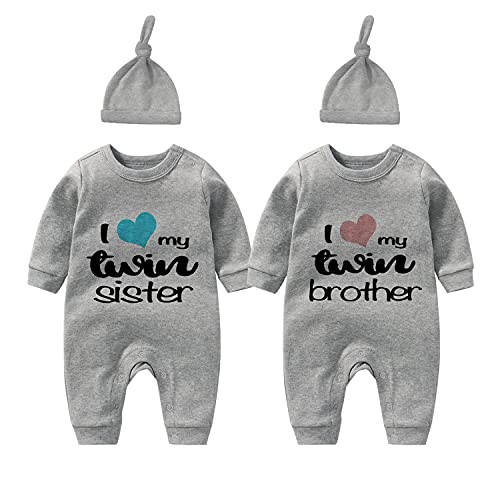 culbutomind Body pour bébé jumeau avec chapeau, Gris Sb, 6 mois Cover