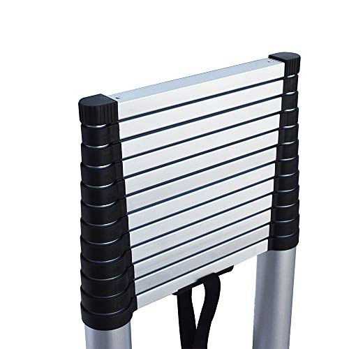 findmall Aluminum Telescopic Extension Ladder Folding Step One-Button Inward Sliding Retraction 10.5FT / 3.2M 12.5FT / 3.8M 14.5FT / 4.4M Multi-Use Non-Slip (12.5FT / 3.8M)