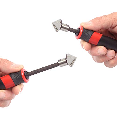 Afa Tooling Hand Reamer Tool - Countersink, Deburring, & Chamfering Handheld Tool For Wood, Metal & Plastic Circular Openings - 90° Blade, Tapered Tip, Telescoping Body, Set With Small & Large Bits #TOP5