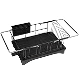 MAJALiS 水切りラック シンク上 食器ラック 水切りカゴ 台所 包丁スタンド 箸立て 自動排水 自然乾燥可能 組み立て簡単 1段式「ブラック」長さ39.3*幅26.4*高さ15CM