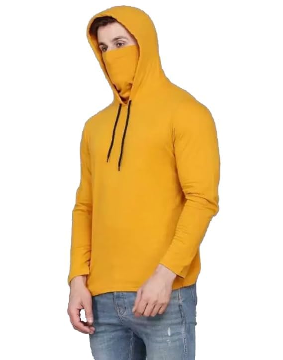 Hoodie for Men Cotton Solid Hooded Neck with Mask Hoodie/Sweatshirt for Men-image-15