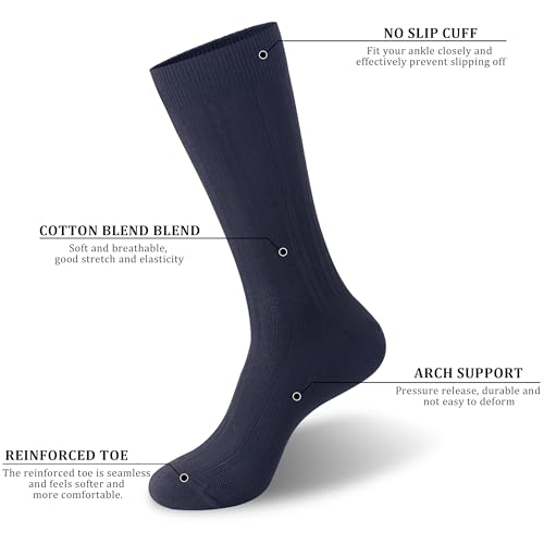 Wildarms Mens Dress Socks - Thin, Breathable, Soft, Durable Reinforced Crew Socks for Perfect Suit Matching2