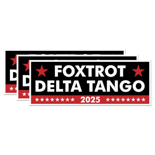 Image of (Pack of 3) Subtle Foxtrot Delta Tango 2025 FDT Anti Not My President Liberal Feminist Political Vinyl Stickers for Water Bottles Laptop Bumper Window Car 5 Inches