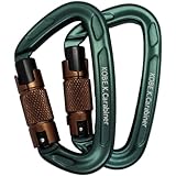 カラビナ専門店 神戸輝き CE認証 破断強度 2400kg(24kN) 国内テスト済 アルミ素材 重さ57g オートロックゲート(ツイストロック) 2~3個セット (迷彩ウッドランド)