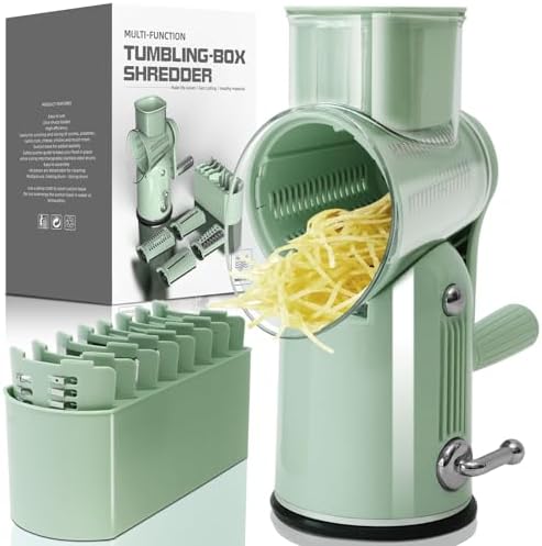 5 in 1 Cheese Grater with Rotary Hand Crank - Vegetable Chopper w...