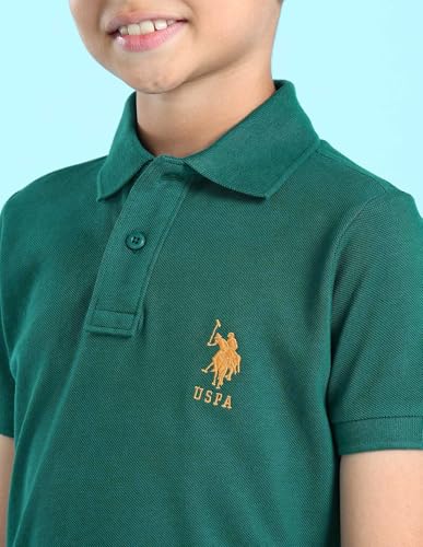 Image of U.S. Polo ASSN. Knitted Boys Polo T-Shirts - Soft Cotton Fabric, Ribbed Polo Collar, Regular Fit T Shirt for Kids