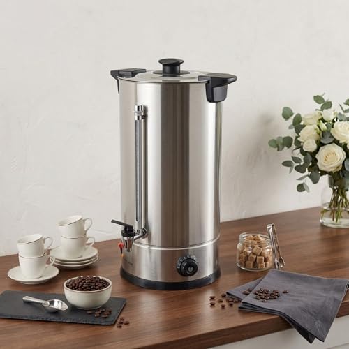 Image of 3.96 Gallon Electric Hot Water Dispenser, 1400W Stainless Steel Commercial Water Boiler and Warmer, 110V Temp Adjustable Tabletop Tea Coffee Urn for Parties (3.96Gal Sliver)