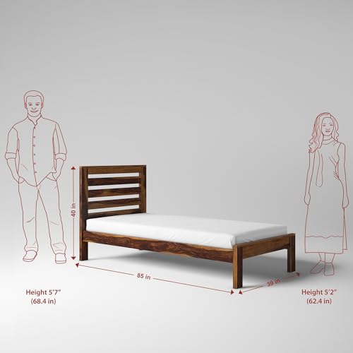 Image of AADITYA WOODS Solid Sheesham Wood Single Bed Cot Without Storage | Single Size Bed for Bedroom | Multipurpose Use Bed- Walnut 20