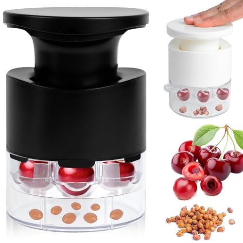 Kirschentkerner Manueller Kirschentkerner für Schnelles Entkernen mit 2-Kammer-System Kirschenpflücker ideal für Kuchen und süße Snacks mit frischen Kirschen (Schwarz)