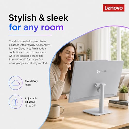 Image of Lenovo IdeaCentre 24 inch High Performance All-in-One Desktop Computer • 8-core Intel Core i3 Processor • 32GB RAM • 1TB SSD • Office 365 for The Web • Wireless KB&Mouse • Wireless Charging Base • Win 11