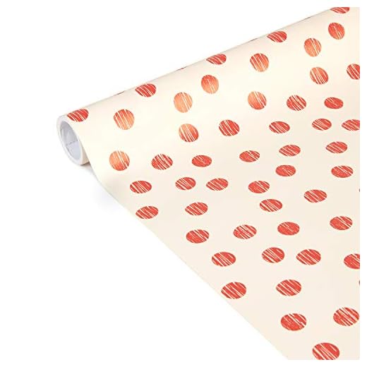 Clairefontaine, 223865C, Papel de regalo, Excellia Tiny Rolls, 5m x 35cm (ancho pequeño especial), 80gr, Puntos rojos