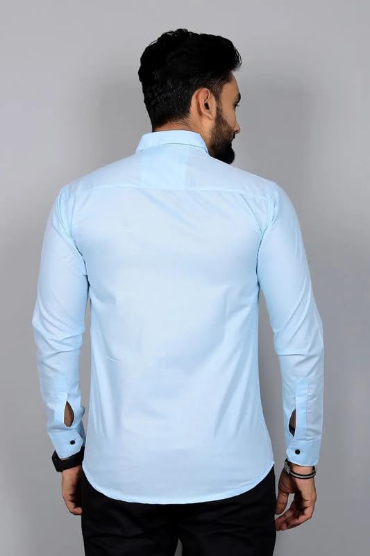 Image of DEELMO Men Solid Slim Fit Casual Overshirt Style Shirt | Full Sleeve Button-Down Layering Shirt Smart Casual Look