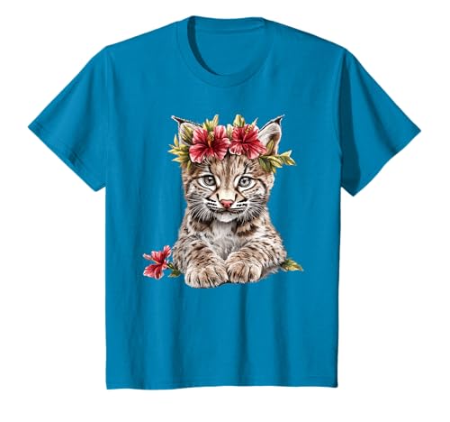 Adorable lynx avec fleurs d'hibiscus T-Shirt