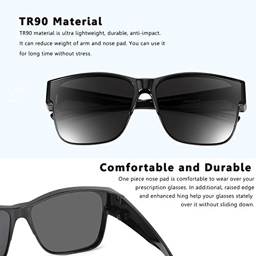 Br'Guras Oversized Fit Over Sunglasses Wear Over Glasses with Polarized Lenses Retro Squared Sunglasses for Men4