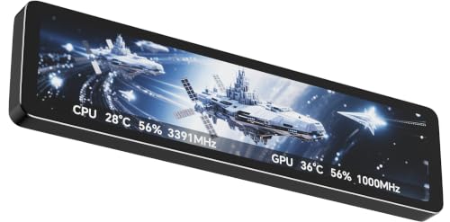 Image of TR Trofeo Vision 11.3 LCD Black PC Monitoring Screen, 11.3-Inch | 11.3-inch 1920x400 USB-C LCD screen for PC hardware stats, images, GIFs, and desktop case display