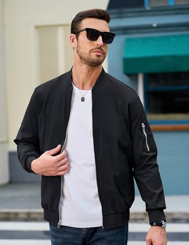 MAGCOMSEN Men's Bomber Jacket Lightweight Casual Windbreaker Spring Fall Zip Up Coat with 5 Pocket4