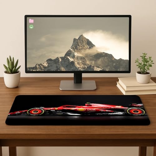 Image of Moto Edition Desk Mat 23x11 Inch - Racing-Themed Keyboard & Mouse Pad for Office, Home & Gaming | Non-Slip Rubber Base, Waterproof Surface, Supercar & Bike Inspired Table Mat (Red Formula)