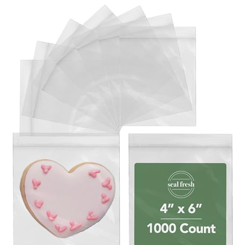 Seal Fresh Bolsas de plástico resellables de 4 x 6 pulgadas, paquete de 1000 bolsas transparentes resellables con cierre para golosinas, manualidades, joyas, piezas pequeñas, recuerdos de fiesta