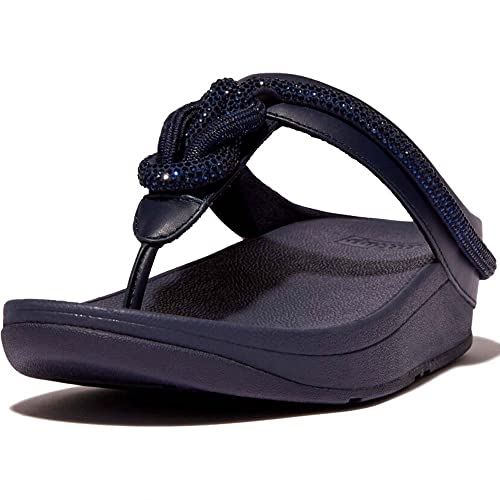 Image of FitFlop Women's Fino Crystal-Cord Leather Toe-Post Sandal