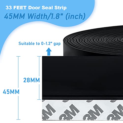 Moepie Weather Stripping-33 Feet, Silicone Seal Strip, Sealing Strip Door Tape For Doors, Windows And Shower Glass Gaps-Black(Width-45Mm) #TOP2