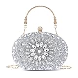YAPAIOU Rhinestone Clutch Purses For Women Evening Sparkly Clutch Crystal Diamond Bag For Party Weddings Formal Prom(Silver)