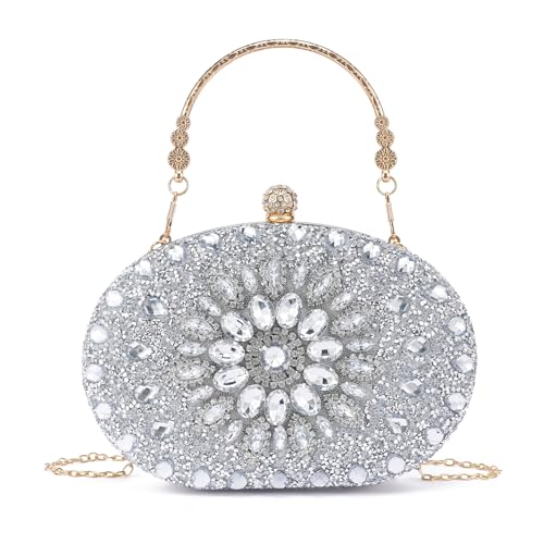 Image of Sparkly Women's Evening Clutch Purses Rhinestone Bag Luxury Handbags For Weddings Formal Prom Party