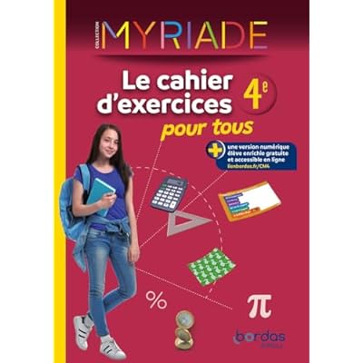 Myriade - Maths 4e - 2024 - Cahier d'exercices pour tous
